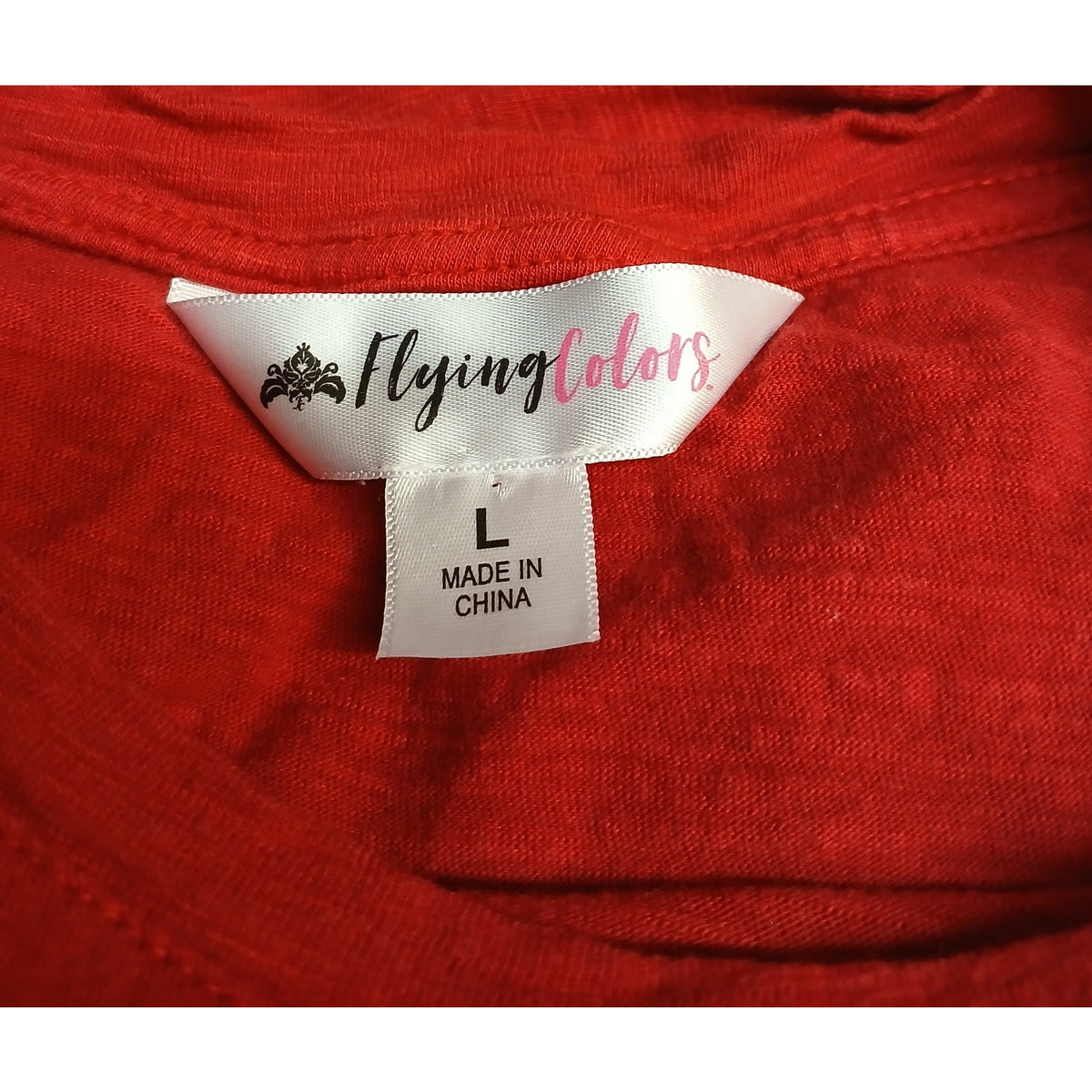 Flying Colors (Large)Red Short Sleeve Top Blouse Shirt