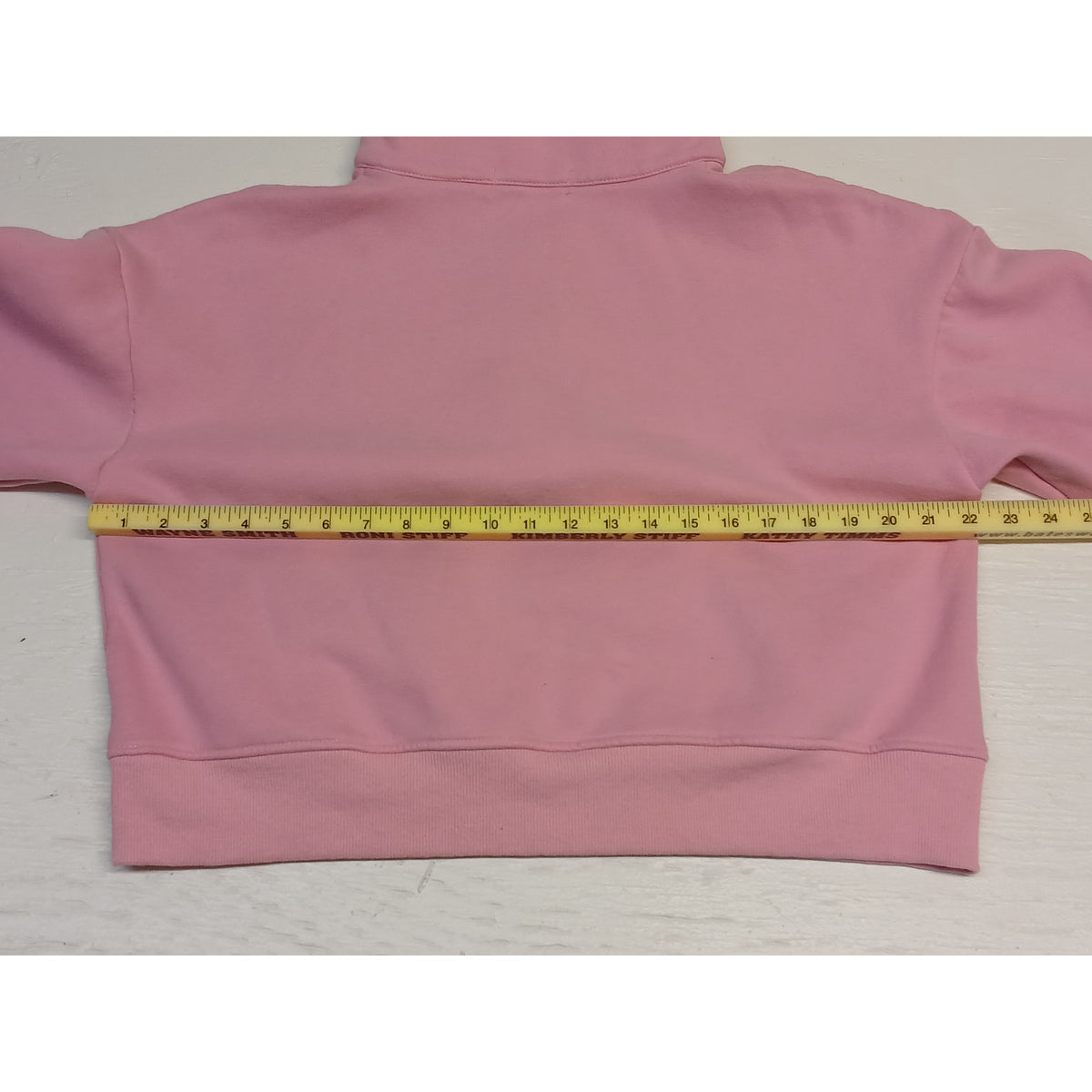 EFan (Medium) Pink 1/4 Zip Cropped Pullover Sweatshirt