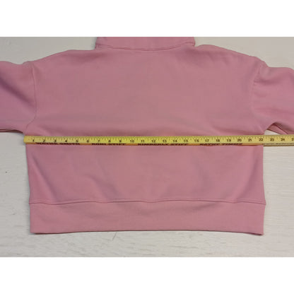 EFan (Medium) Pink 1/4 Zip Cropped Pullover Sweatshirt