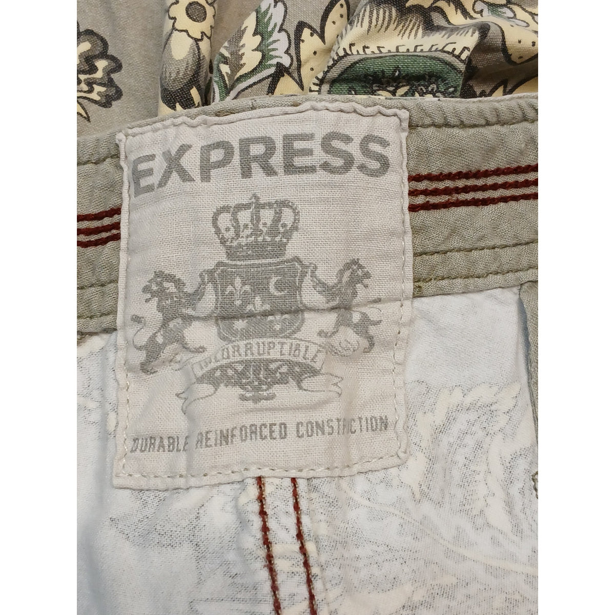 Express (36) Jacquard Tapestry Flat Front Cargo Style Shorts