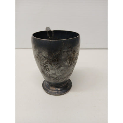 Simpson Hall Miller & Co. Treble Plate Antique Cup with Floral Engraved Design