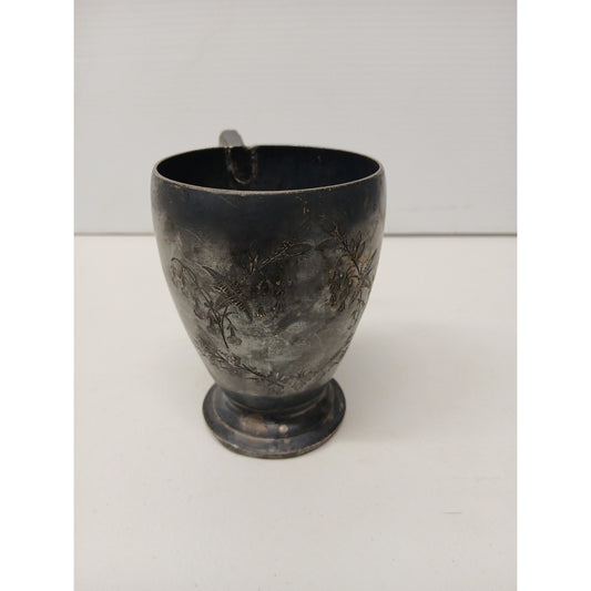 Simpson Hall Miller & Co. Treble Plate Antique Cup with Floral Engraved Design