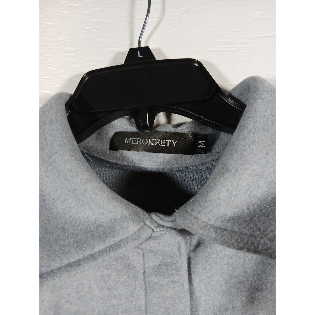 Merokeety (Medium) Unisex Gray Button Women's Coat