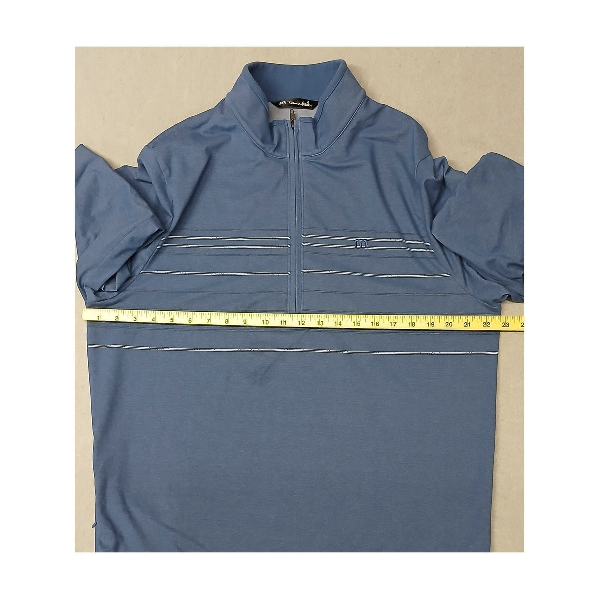 Travis Mathew (Medium) Blue Silk Stretch Zip Pullover