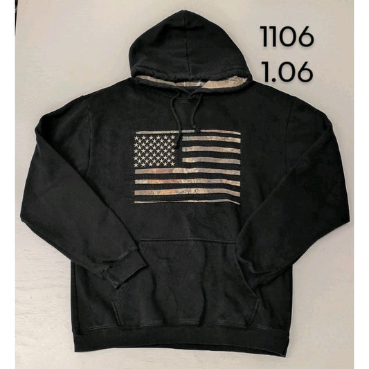 Buck Wear (XL) Black Camo American Flag Pullover Hoodie