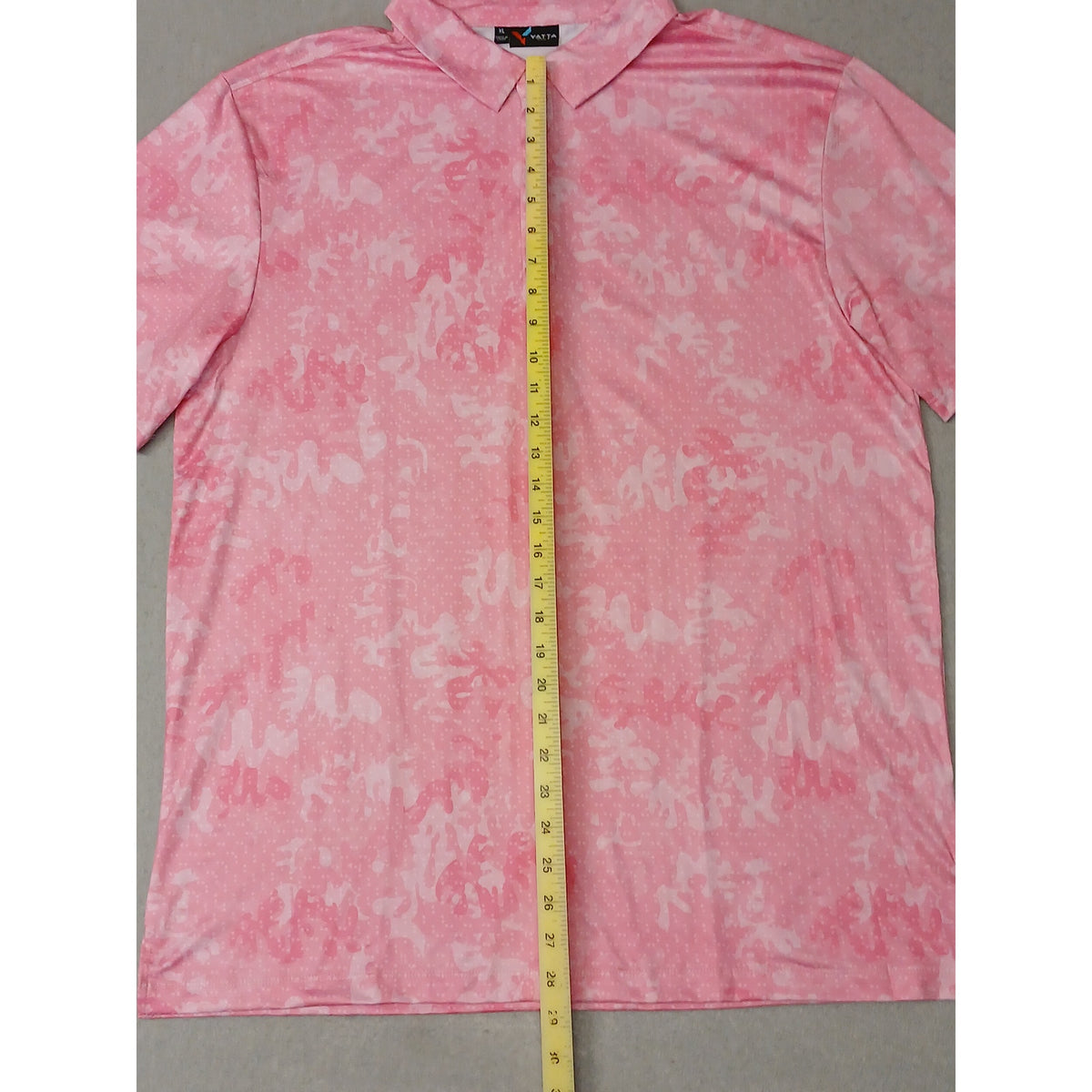 Yatta Golf (XL) Pink Short Sleeve Silk Button Polo Shirt