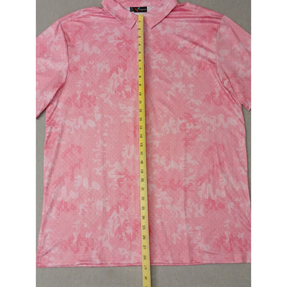Yatta Golf (XL) Pink Short Sleeve Silk Button Polo Shirt