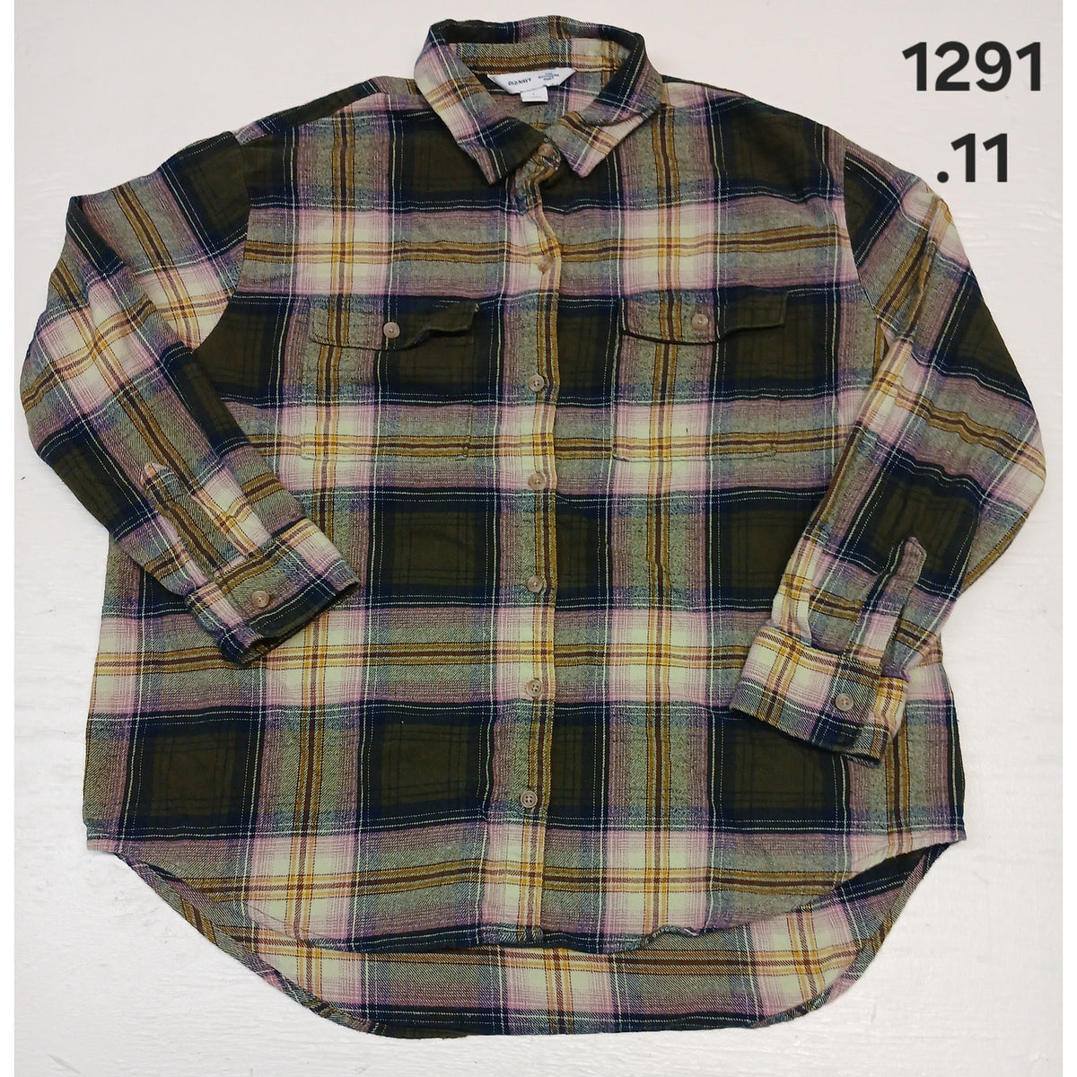 Old Navy (Large) Multi-Plaid Button Down Boyfriend Shirt