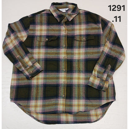 Old Navy (Large) Multi-Plaid Button Down Boyfriend Shirt