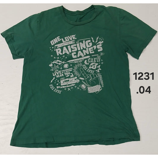 Raisin Canes (M) Green Distressed Crew Neck Short Sleeve Tee