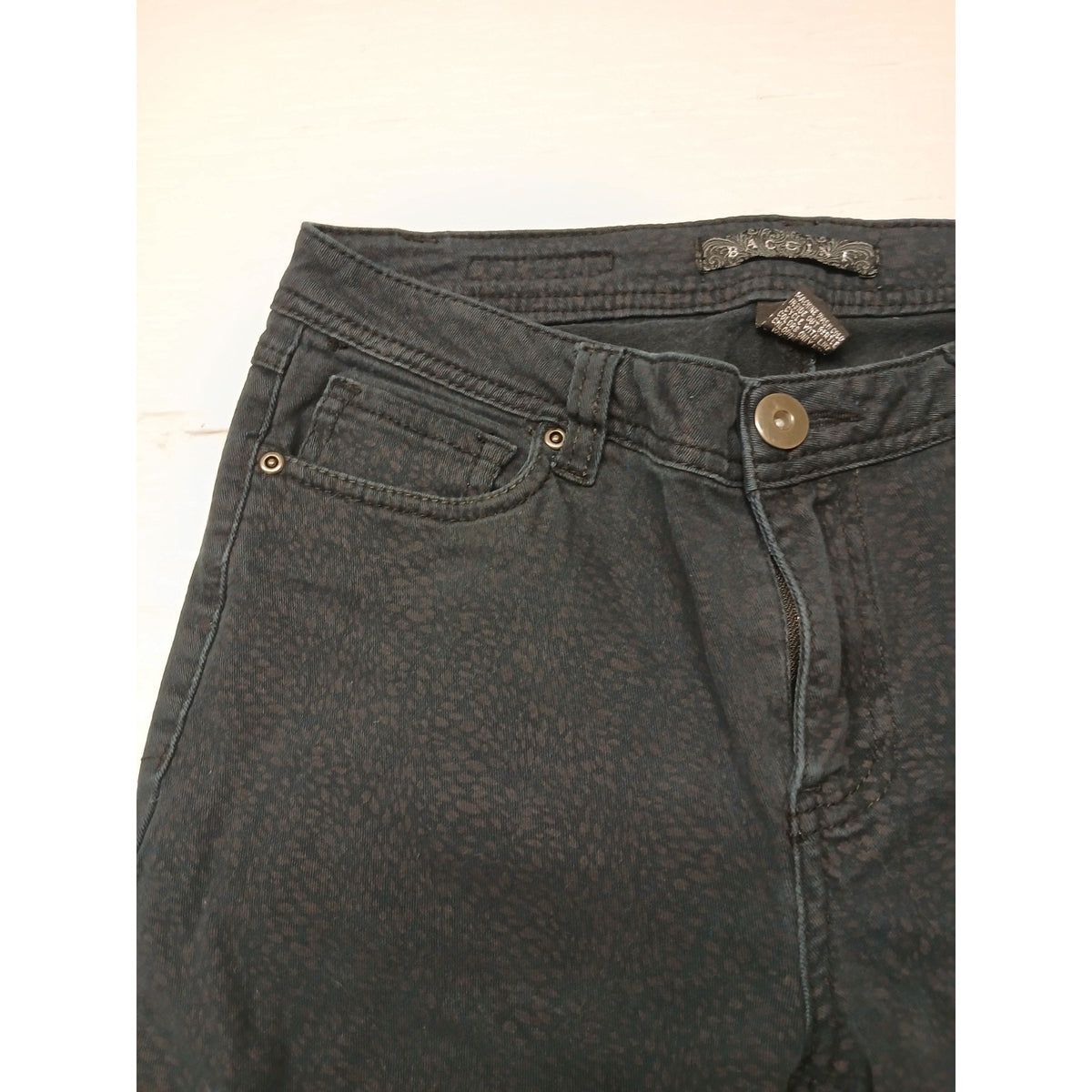 Baccini (10P) Women's Black Cheetah Printed Stretch Jeans