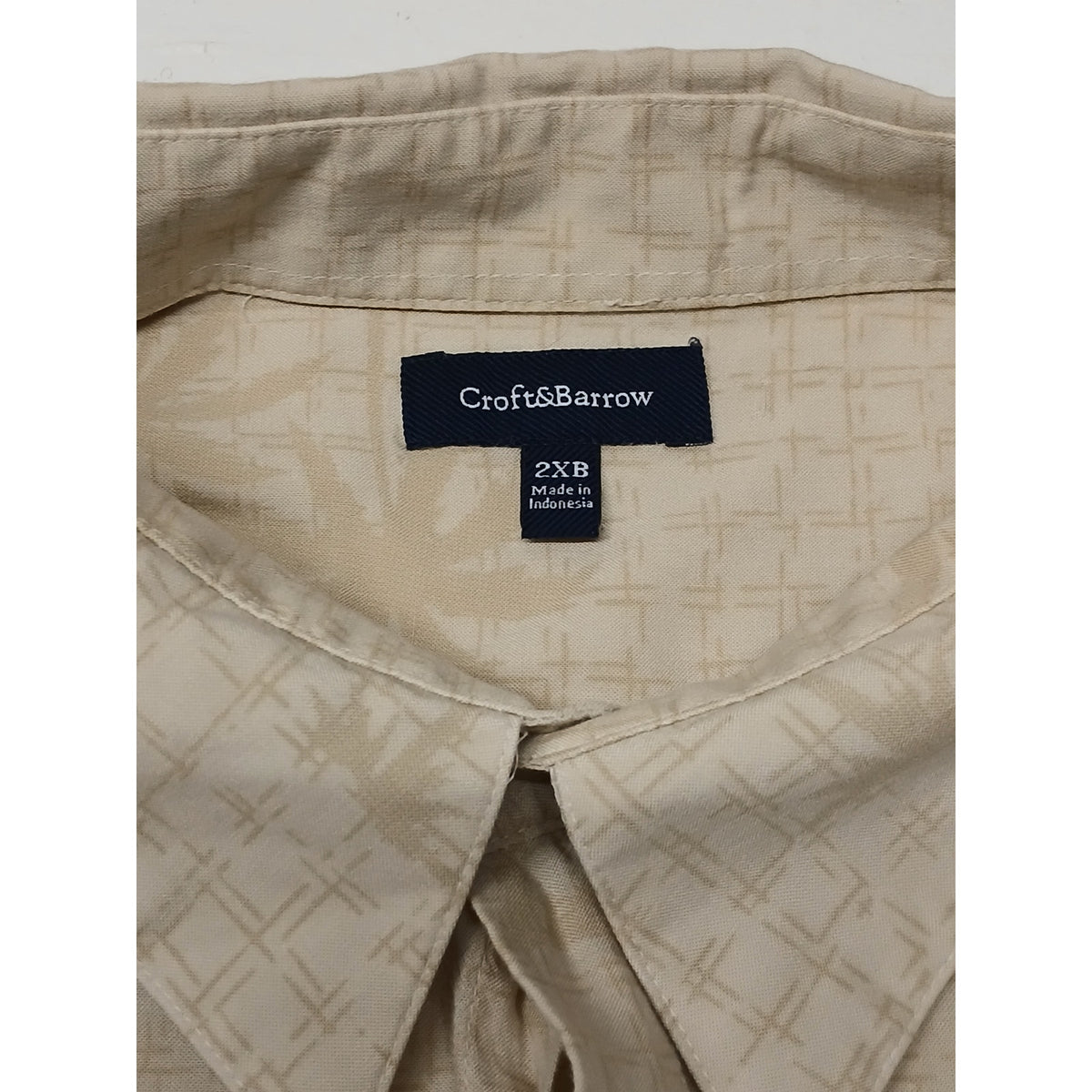 Croft & Barrow (2XB) Beige Palm Tree Big & Tall Button Shirt