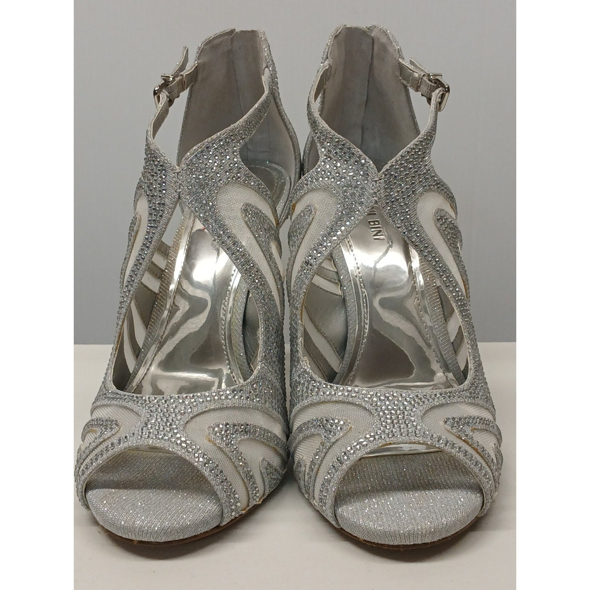 Gianni Bini (10M) Sharissah Silver Rhinestone Stiletto High Heels