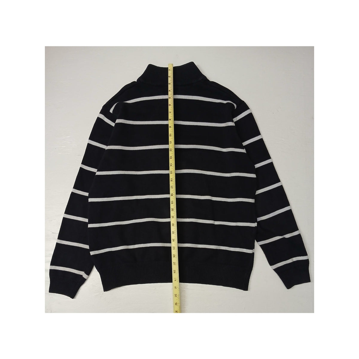 Polo (XL) Vintage Navy Blue Striped Knit Pullover Sweater