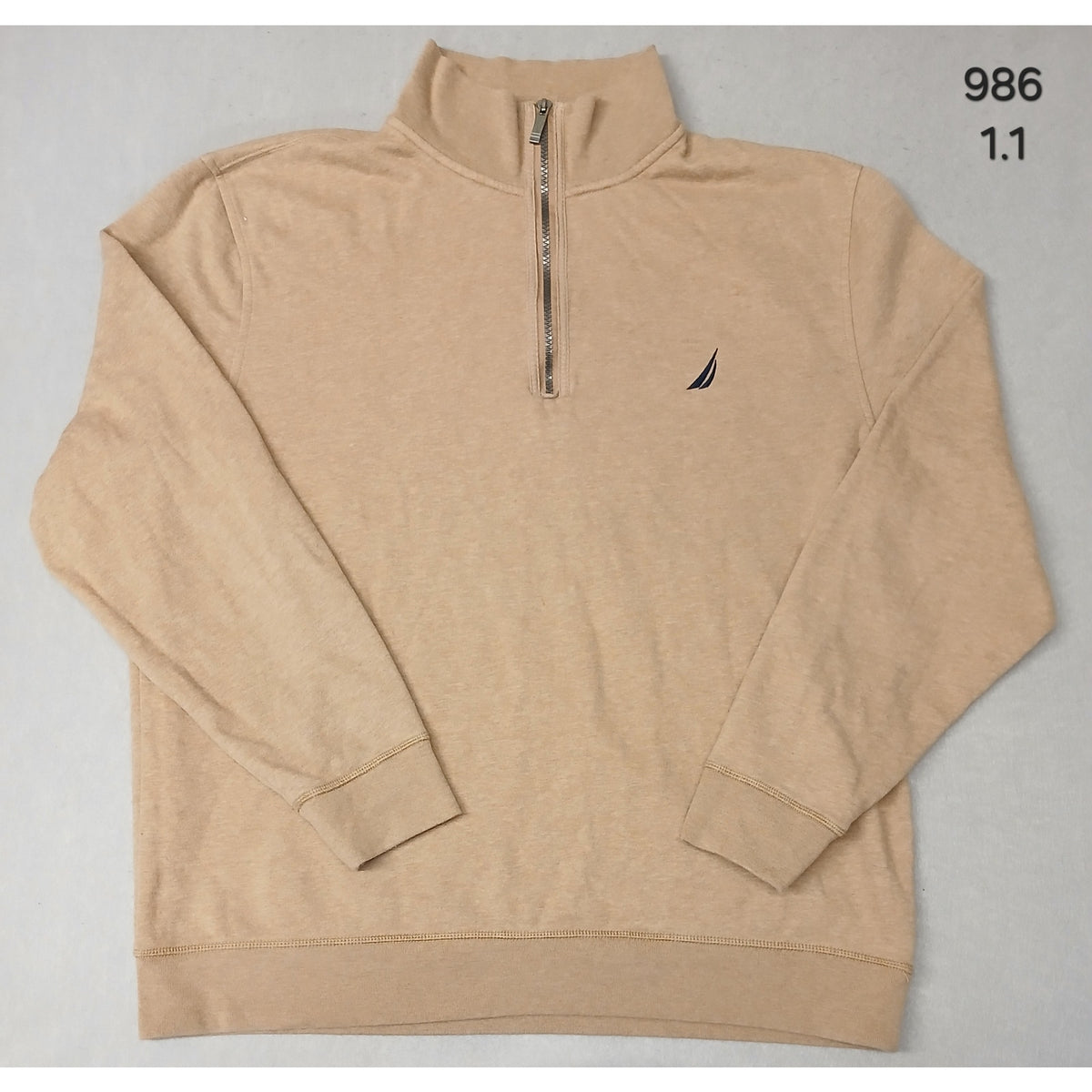 Nautica (2XL) Men's Tan Long Sleeve Zip Pullover Sweatshirt
