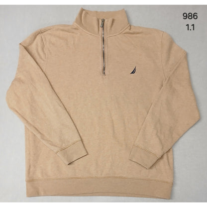 Nautica (2XL) Men's Tan Long Sleeve Zip Pullover Sweatshirt