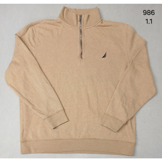 Nautica (2XL) Men's Tan Long Sleeve Zip Pullover Sweatshirt