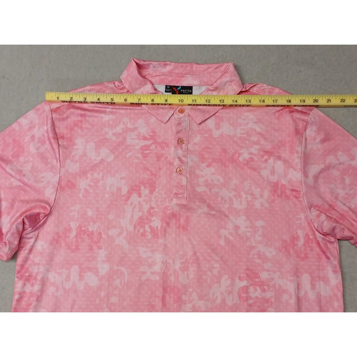 Yatta Golf (XL) Pink Short Sleeve Silk Button Polo Shirt