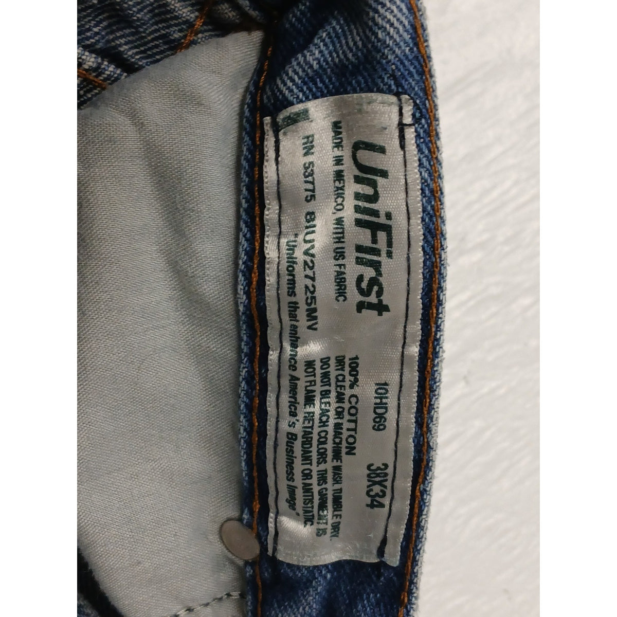 Unifirst Men's Blue Denim (38x34) Comfort Straight Jeans