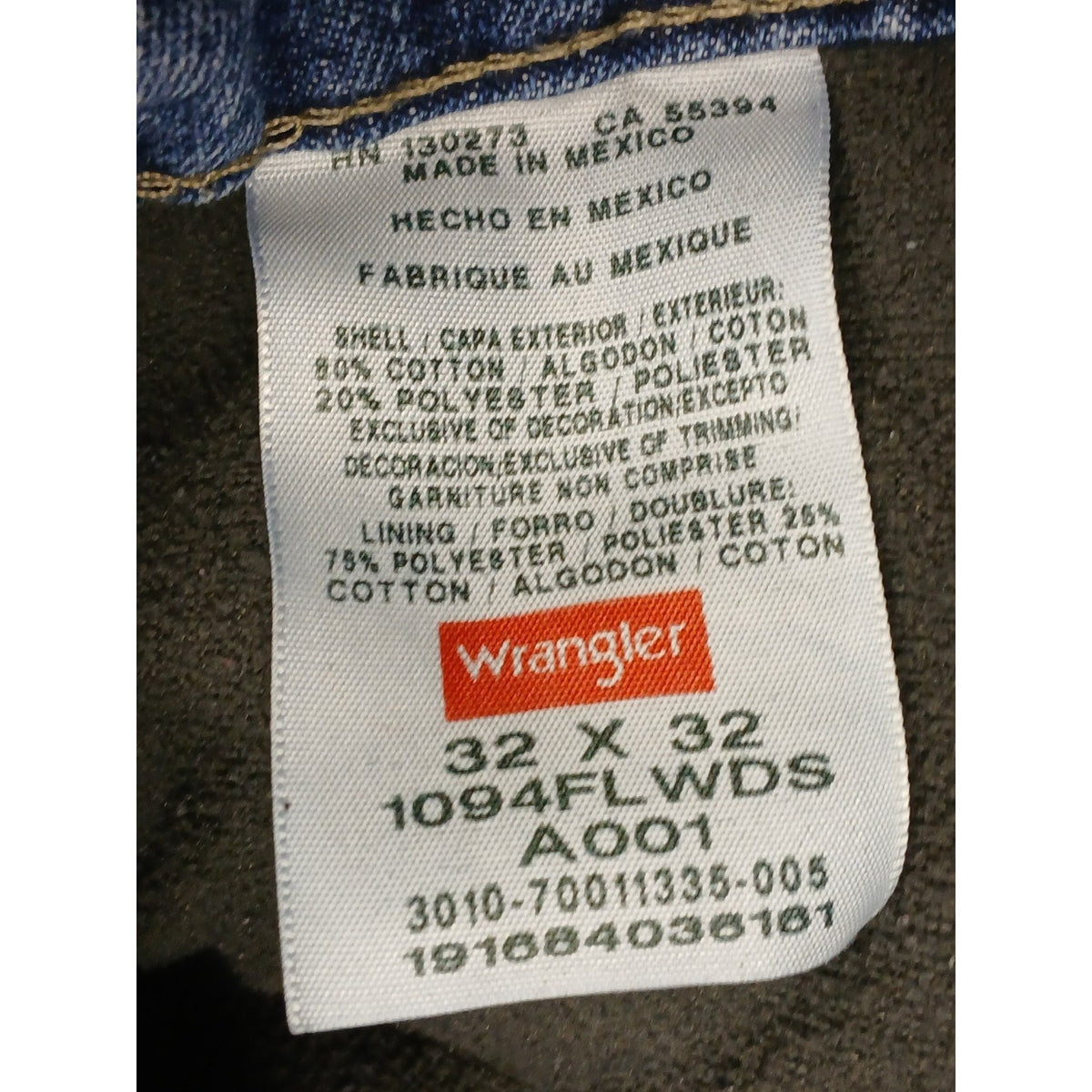 Wrangler (32x32) Men's Insulated Straight Fit Blue Denim Jeans