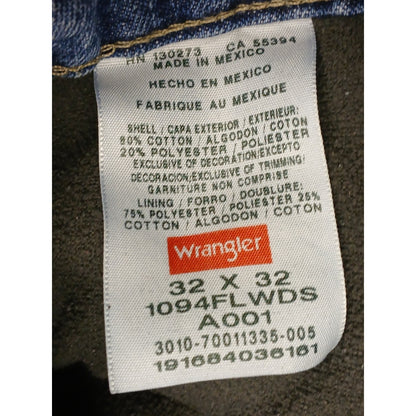 Wrangler (32x32) Men's Insulated Straight Fit Blue Denim Jeans