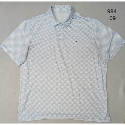 Vineyard Vines (2XL) White Button Silk Collar Polo Tee Shirt