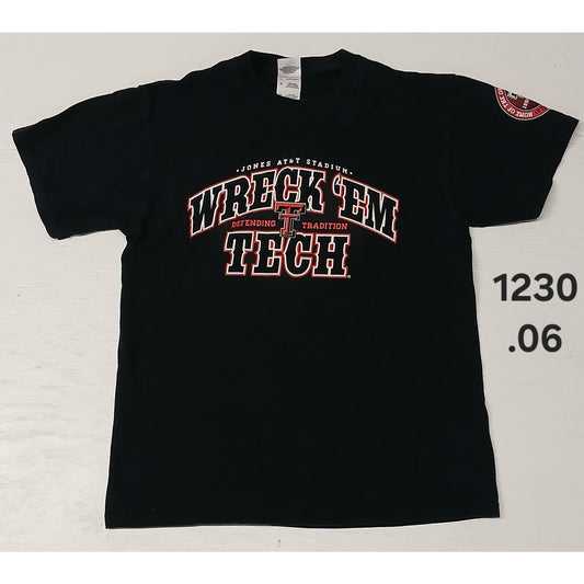 Fruit Of The Loom (M) Heavy Black Texas Tech Crew Neck Tee