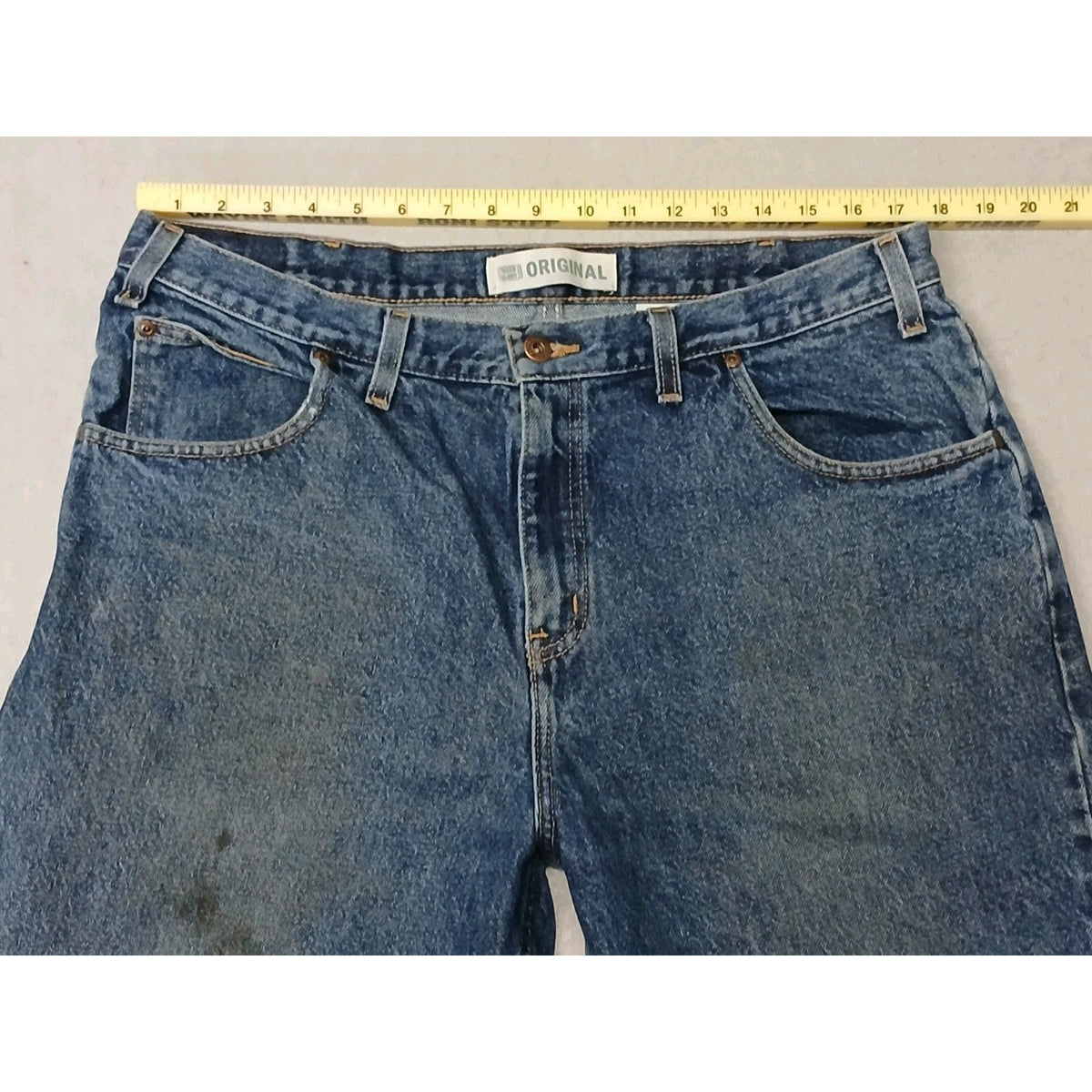 Faded Glory (38x29) Relaxed Distressed Blue Denim Jeans
