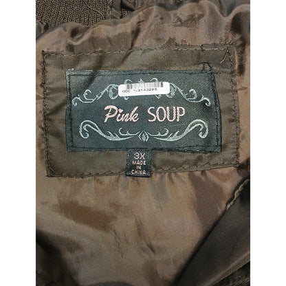 Pink SOUP (3X) Brown Cropped Puffer Vest Sleeveless Jacket