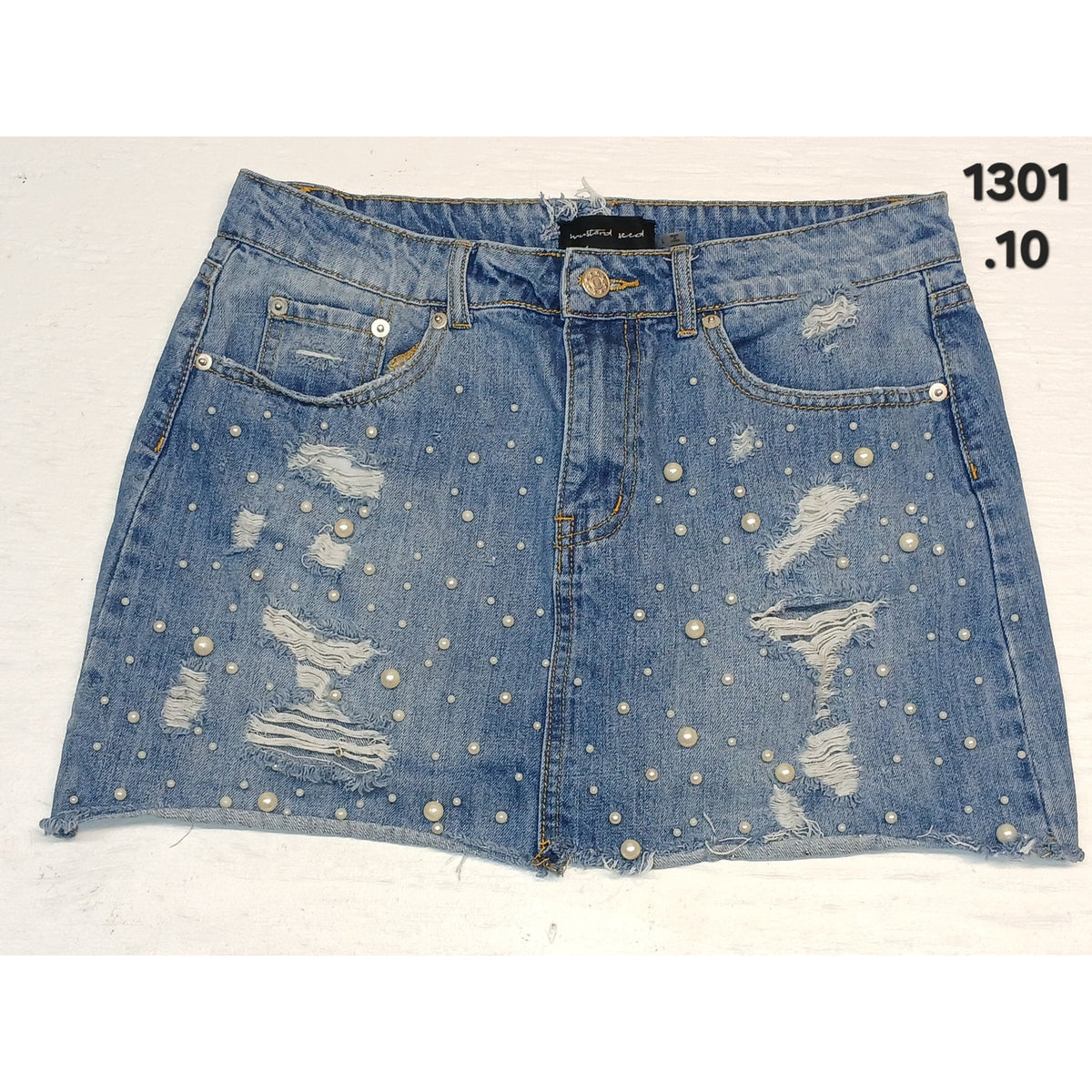 Mustard Seed (Large) Frayed Hem Light Blue Denim Jean Shorts