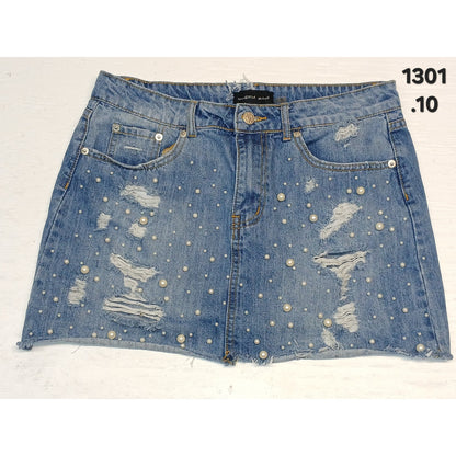 Mustard Seed (Large) Frayed Hem Light Blue Denim Jean Shorts