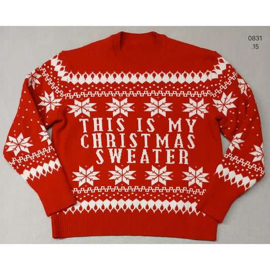 Red (21x22") Knitted Crew Neck Ugly Sweater