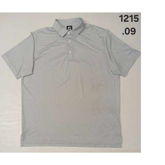 Foot Joy (XL) White Diamond Plaid Button Polo Collar Shirt