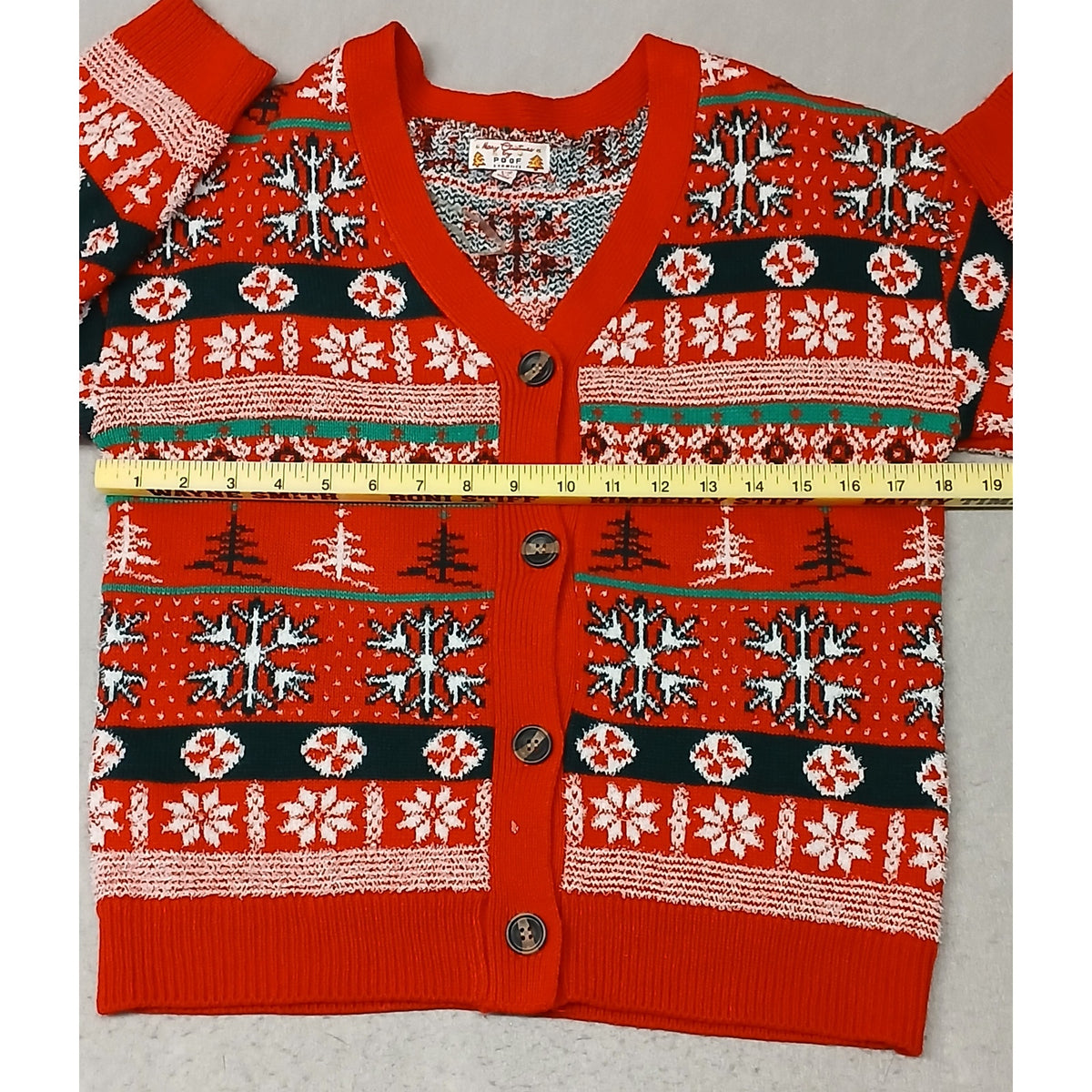POOF (Medium)Women's Button Ugly Xmas Pullover Sweater