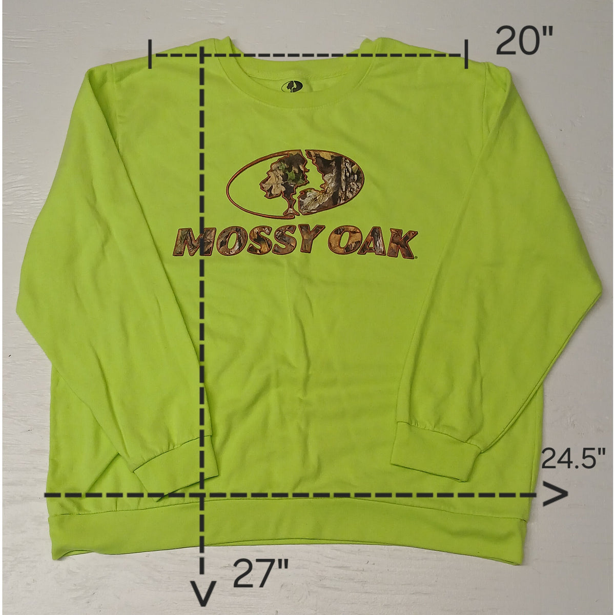 Mossy Oak (XL) Neon Green Long Sleeve Pullover Sweatshirt