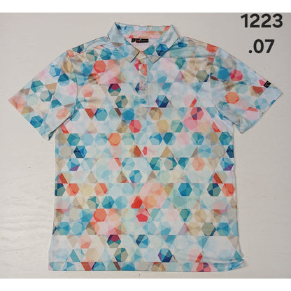 Yatta Golf (L) Multicolor Collar Button Polo Dri-Fit Shirt