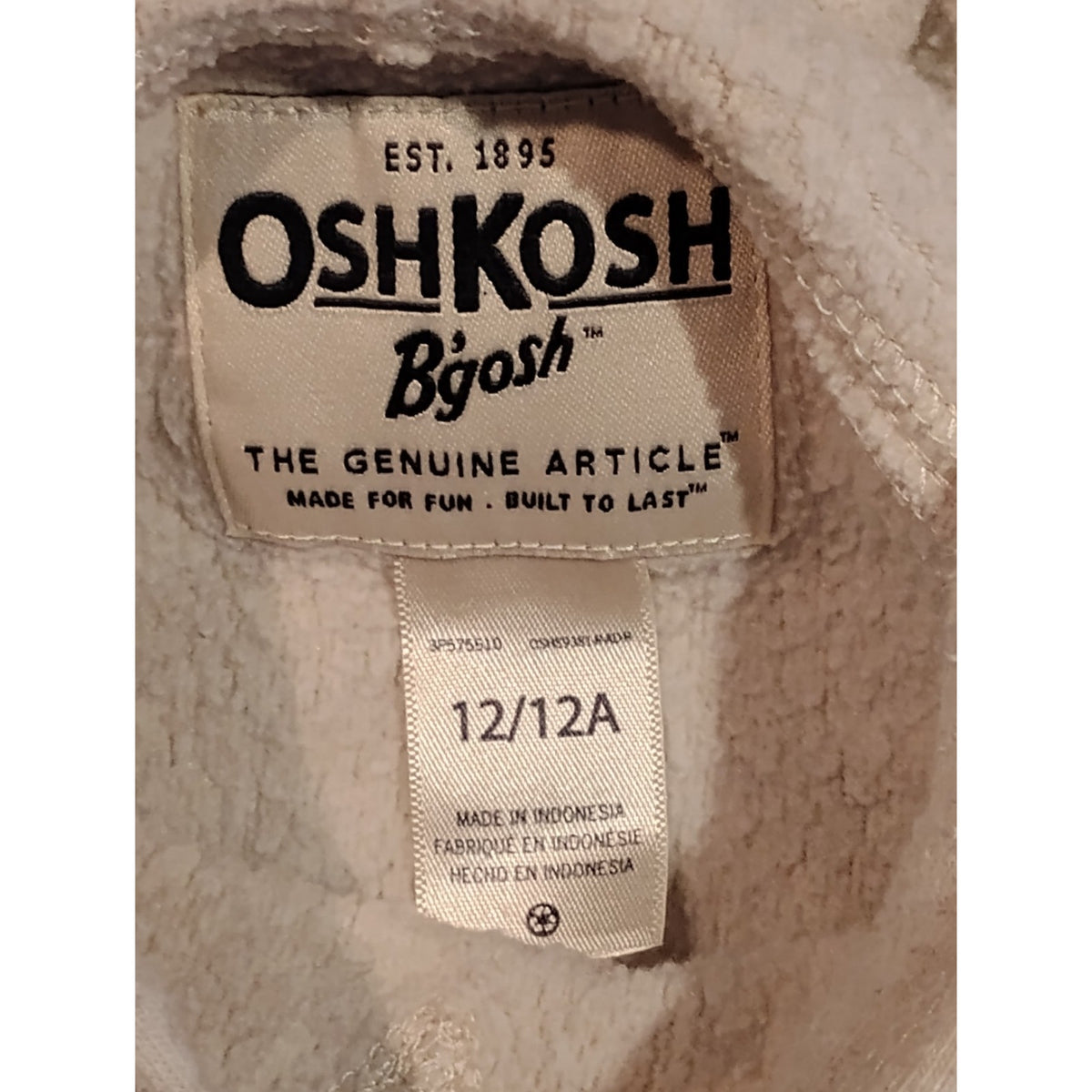 Oshkosh B'Gosh (12A) Women's Beige Crop Pullover Hoodie